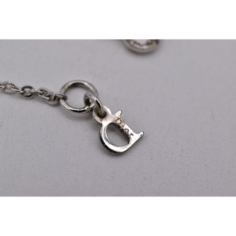 Christian Dior Vintage Crystal Logo Bracelet Script Charm Silver Signed BinAD - Picture 11 of 12
